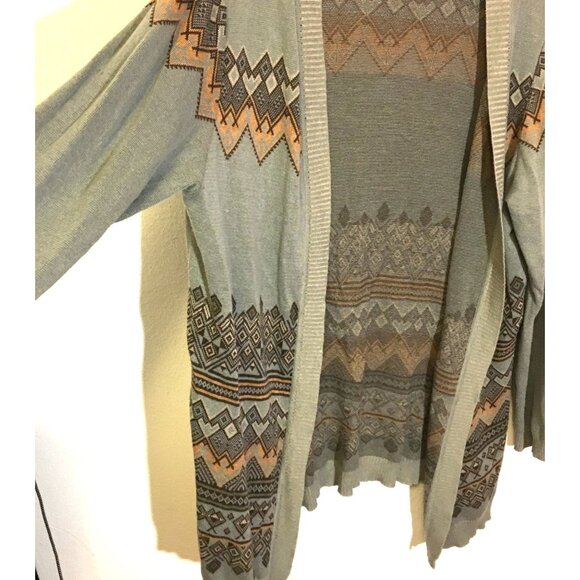 Peruvian Connection Open Front Cardigan Sweater Aztec (T5) - Picture 10 of 16